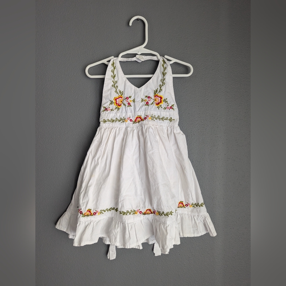 Blueber boulevard size 4T White cotton dress. Halter Cotton Dress With Floral.